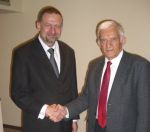 Prof. Andrzej Czyżewski and Prof. Jerzy Buzek at the conference in Owinska